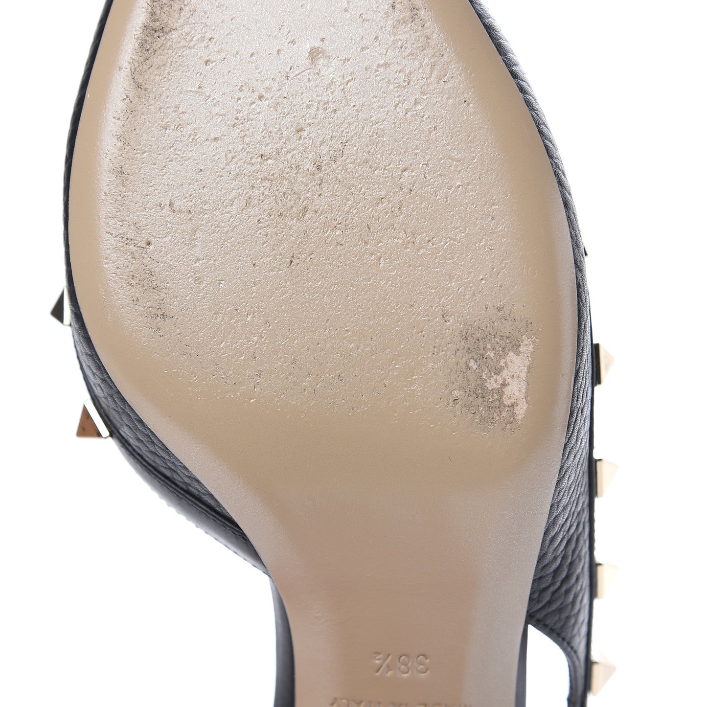 Pebbled Calfskin Rockstud Half D'Orsay Slingback 50mm Pumps 38.5 Black