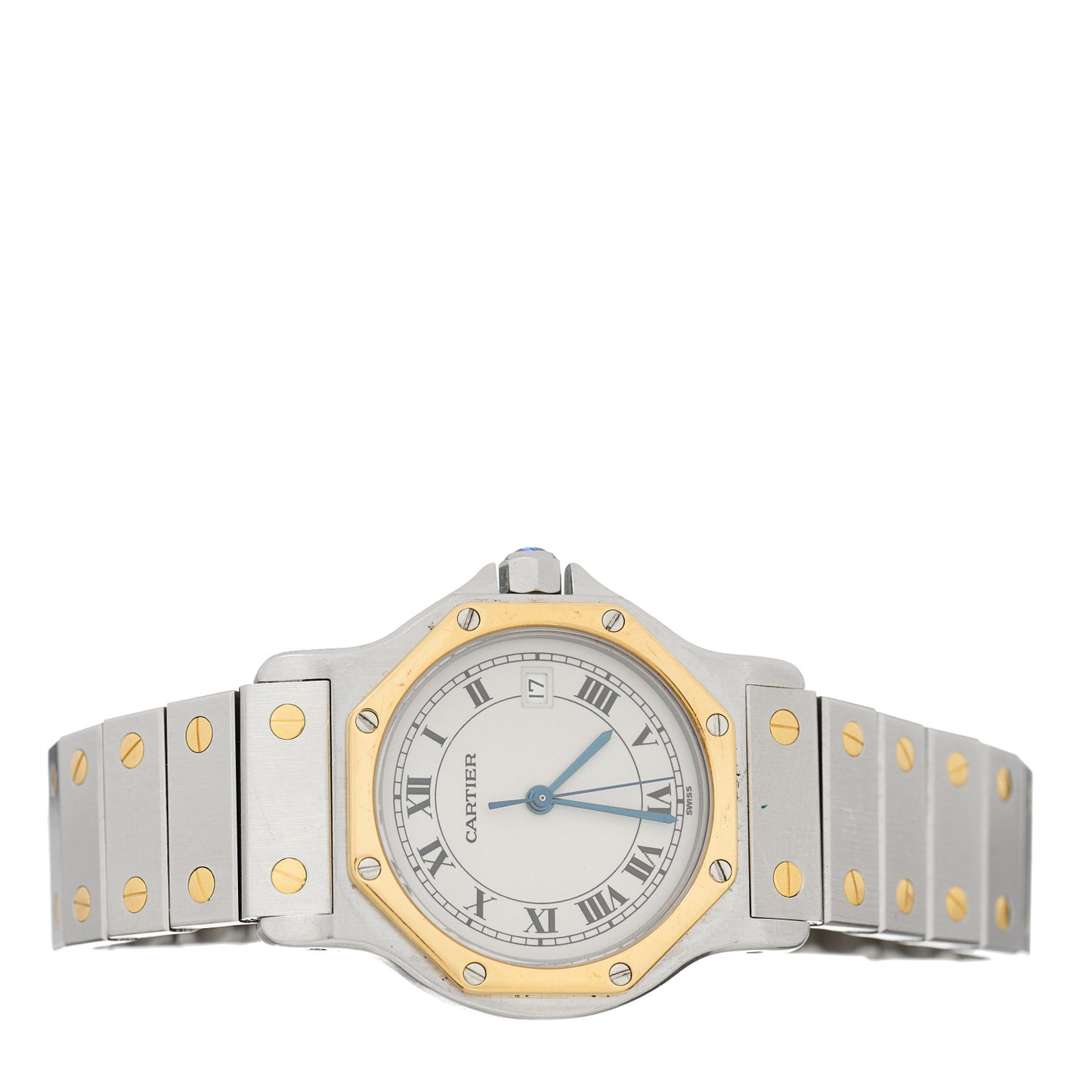 Stainless Steel 18K Yellow Gold 29mm Santos Octagon Quartz Watch