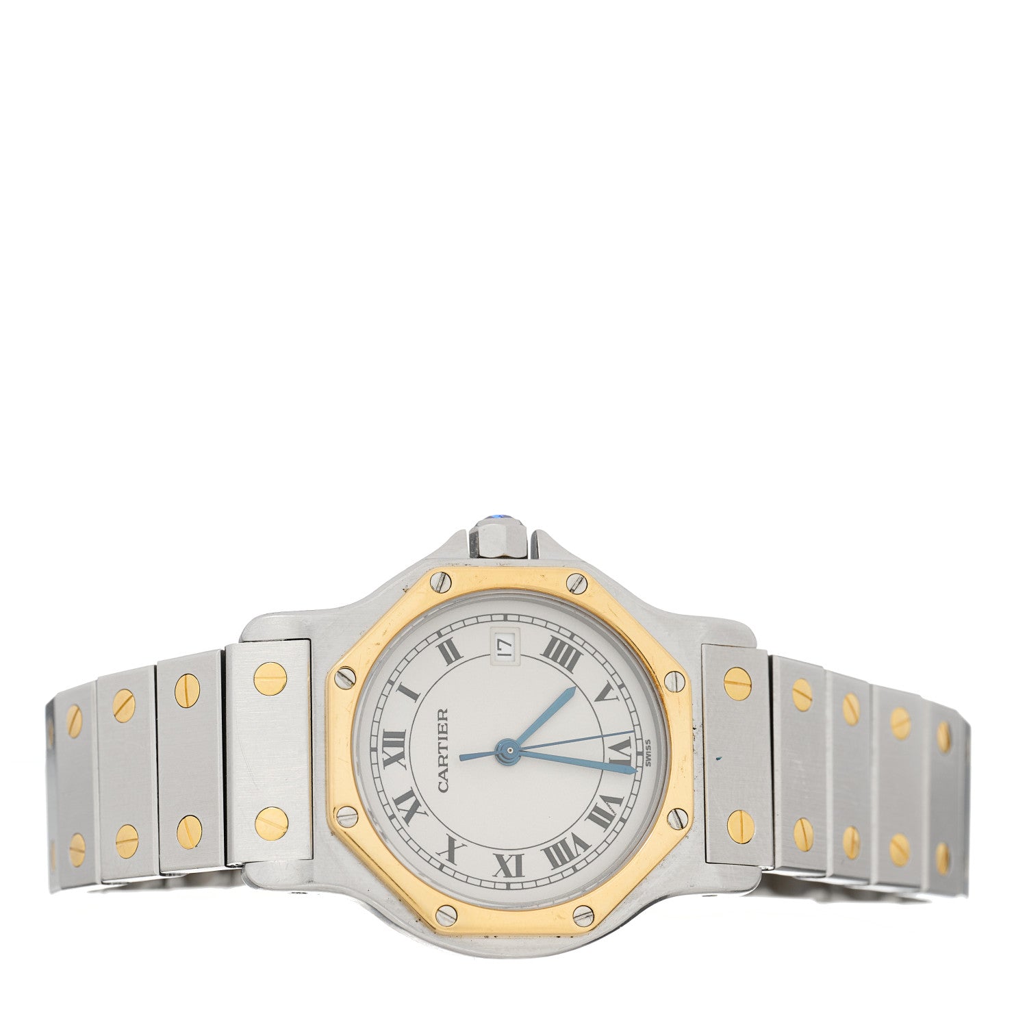 Cartier Stainless Steel 18K Yellow Gold 29mm Santos Octagon Quartz Watch 2 of 4
