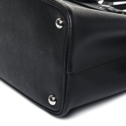 Prada Saffiano Cuir Medium Double Bag Black Fuoco 9 of 9