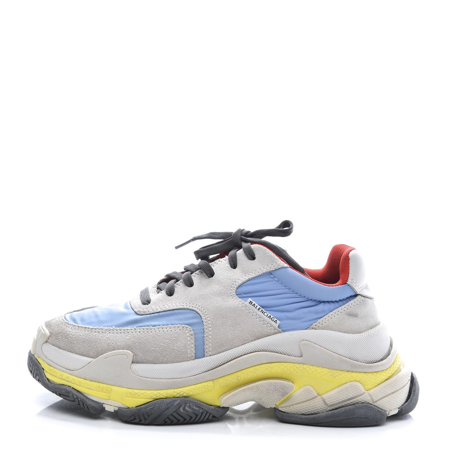 Balenciaga Nylon Suede Womens Triple S 2.0 Sneakers 37 Gris Bleu Rouge 1 of 9