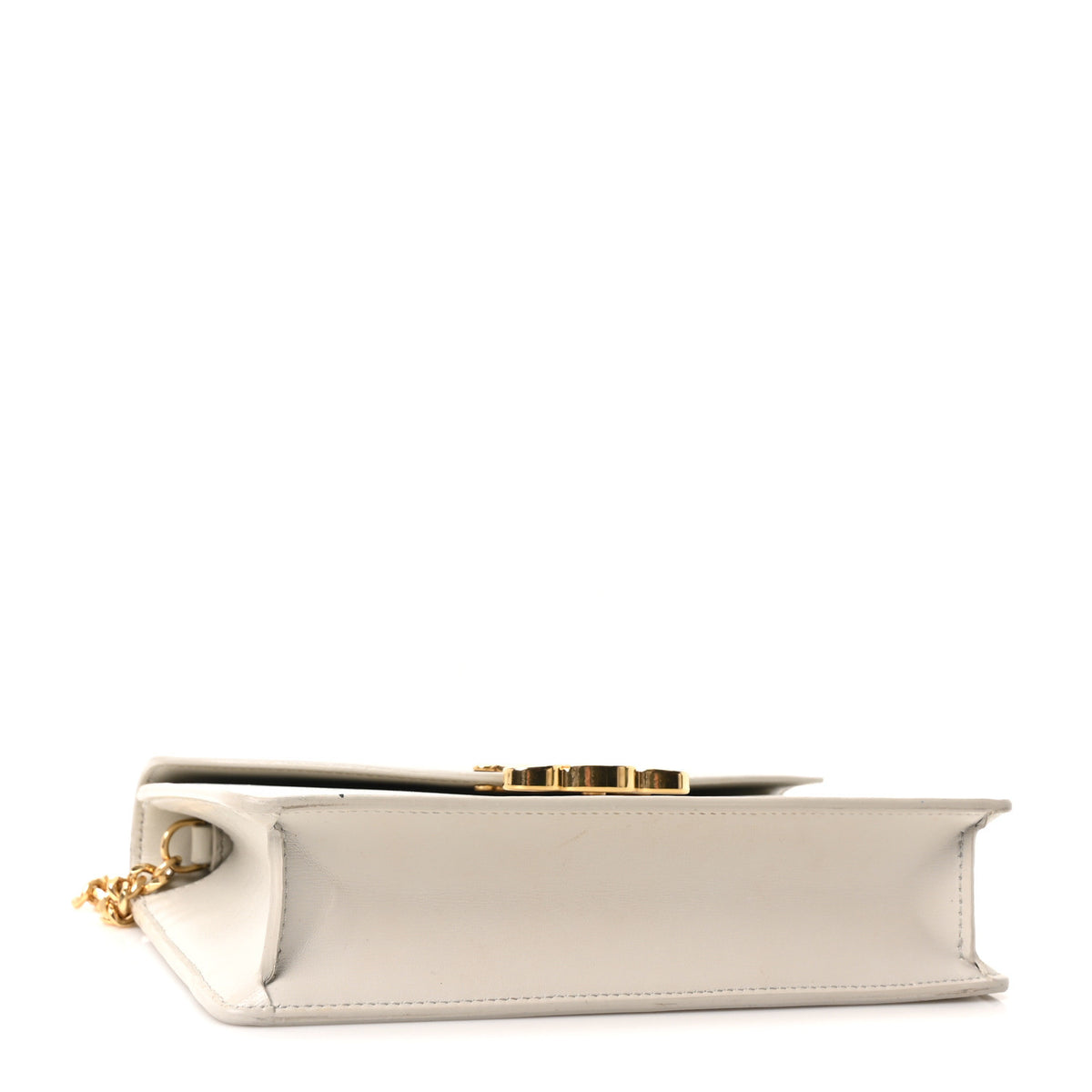 Shiny Calfskin Triomphe Margo Wallet on Chain Light Stone