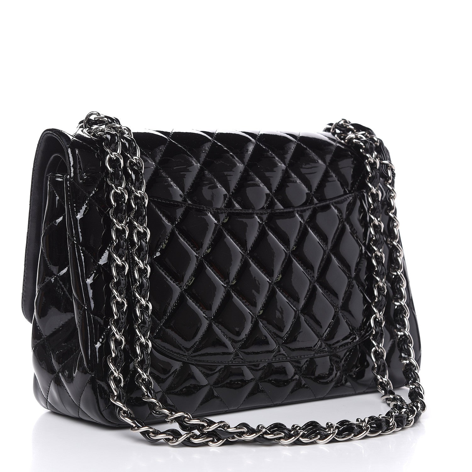 Chanel Patent Quilted Jumbo Double Flap Black 3 of 19