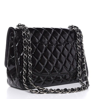 Chanel Patent Quilted Jumbo Double Flap Black 3 of 19