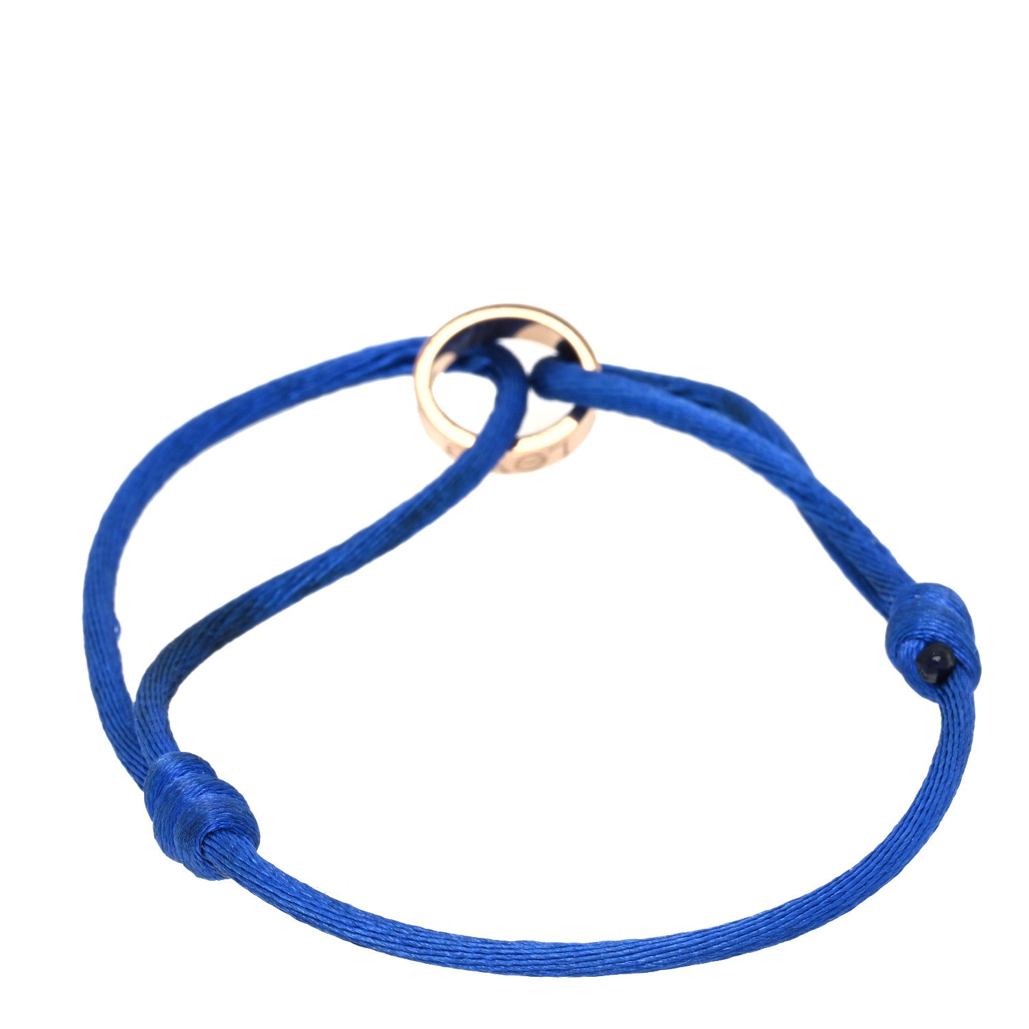 Cartier 18K Pink Gold Charity LOVE Adjustable Cord Bracelet Blue 2 of 4