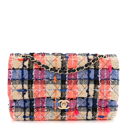 Chanel Tweed Quilted Medium Double Flap Blue Orange Yellow 1 of 11