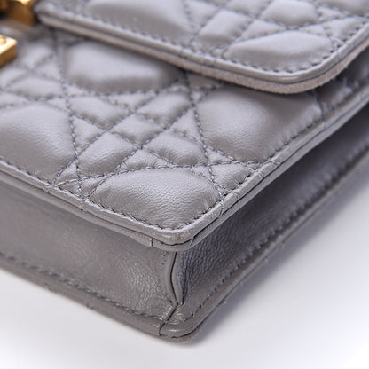 Christian Dior Lambskin Cannage Dioraddict Wallet on Chain Clutch Grey 11 of 14