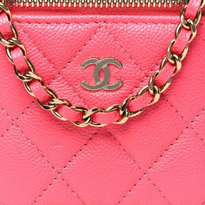 Chanel Caviar Quilted Mini Vanity Case With Chain Pink 8 of 11