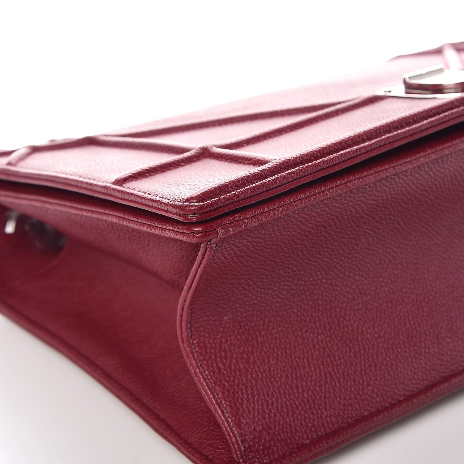 Christian Dior Grained Calfskin Large Diorama Flap Bag Burgundy 10 of 13