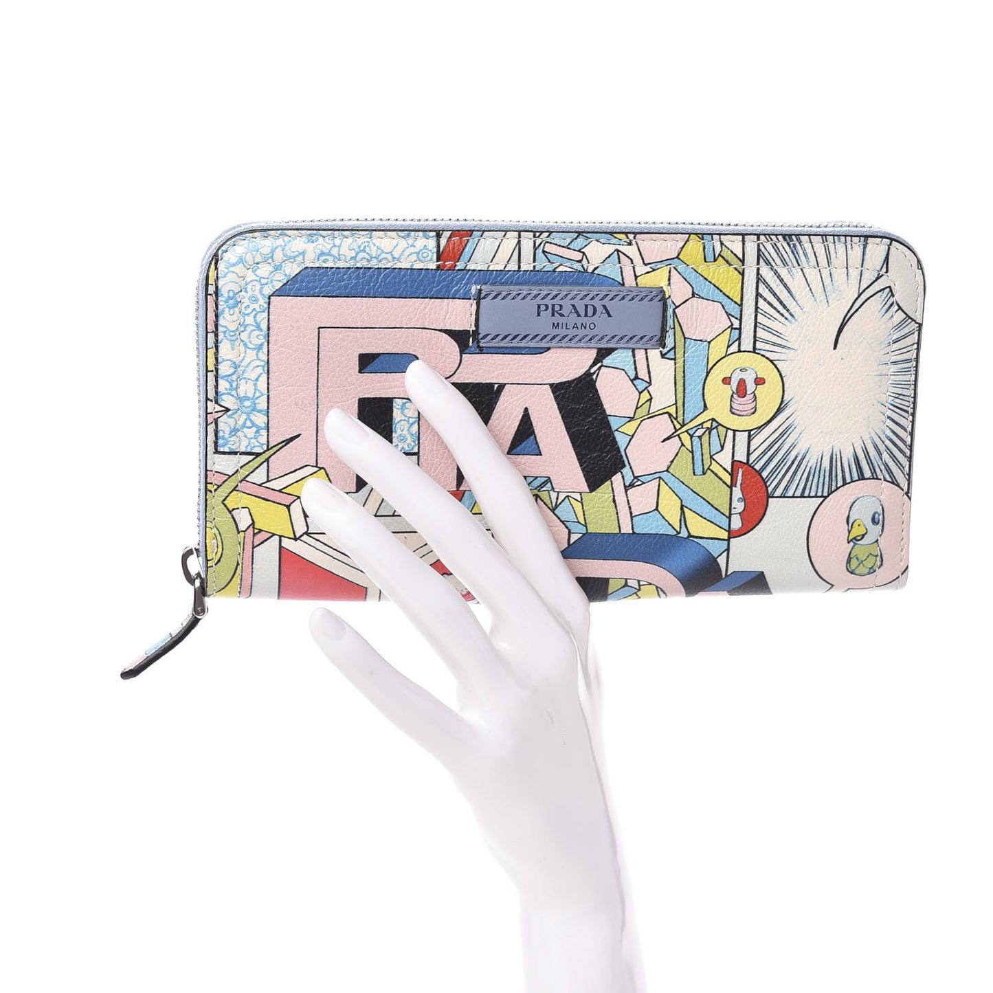 X JAMES JEAN Glace Calf Comic Print Zip Around Wallet Cielo Astral