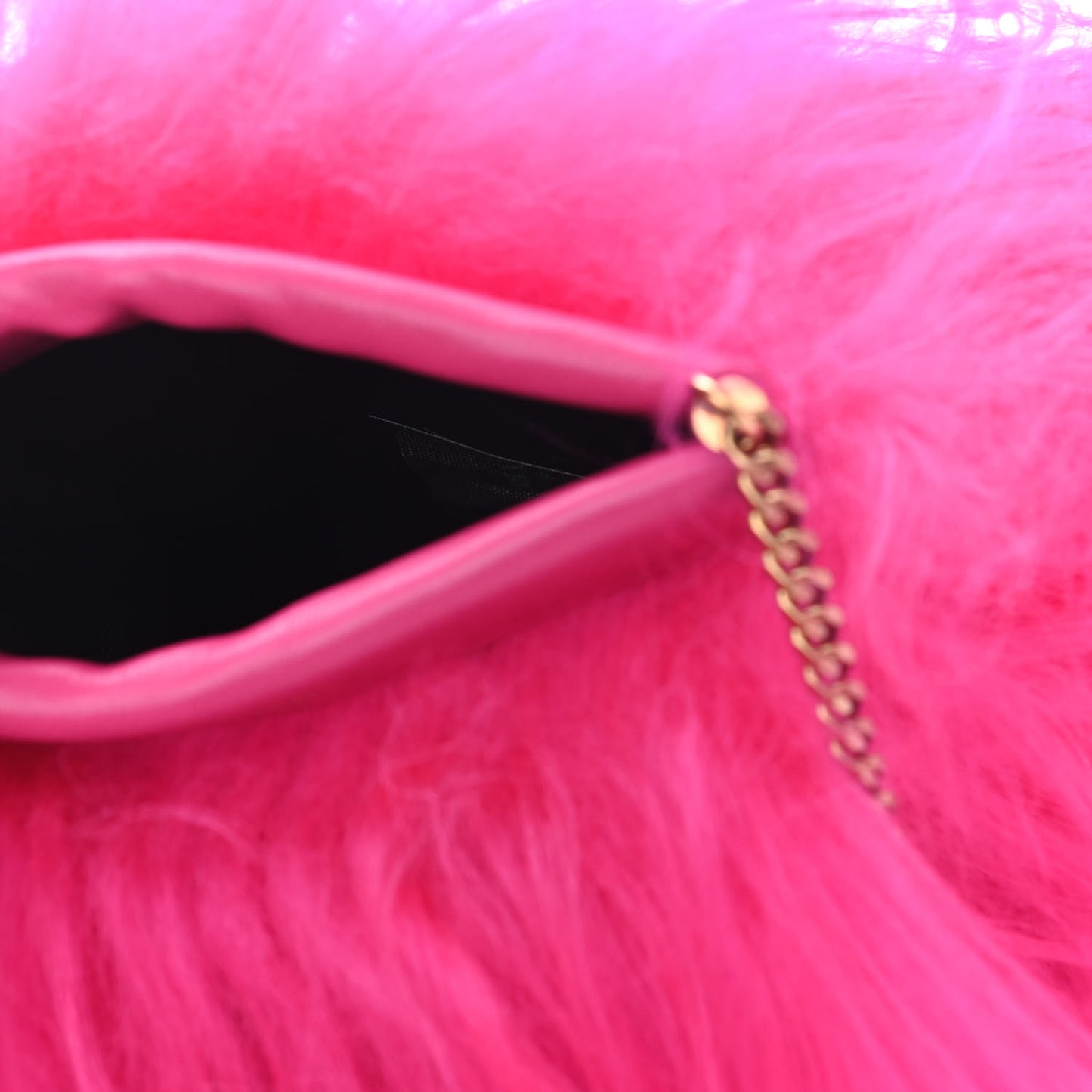 Fur Mini Pac Pac Pouch On Chain Fuchsia