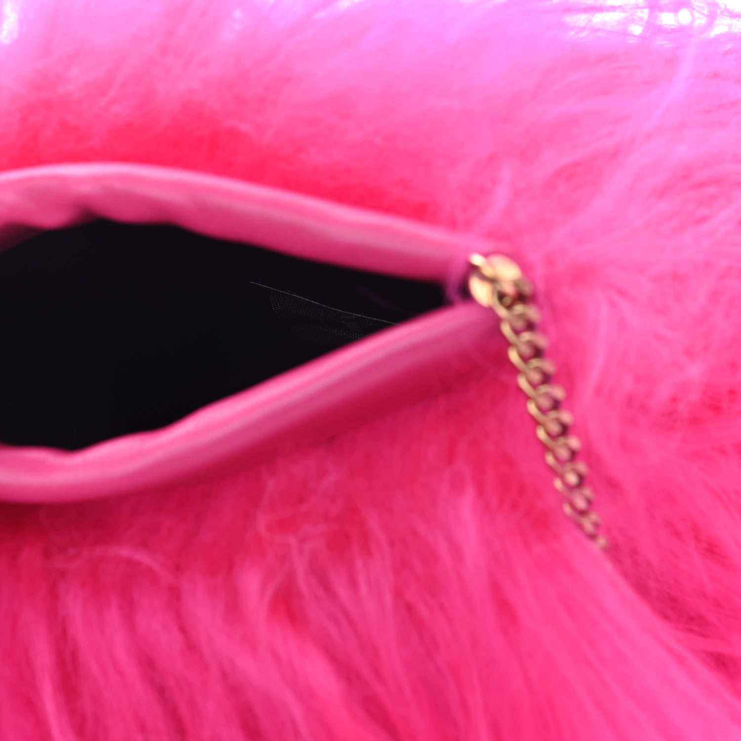 Saint Laurent Fur Mini Pac Pac Pouch On Chain Fuchsia 5 of 6