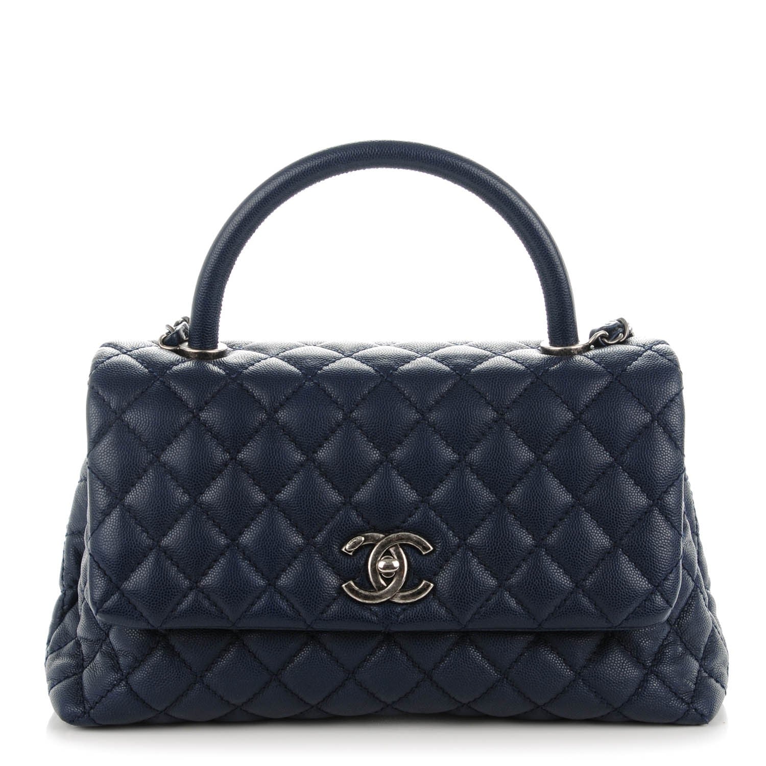 Chanel Caviar Quilted Small Coco Handle Flap Navy 1 of 8