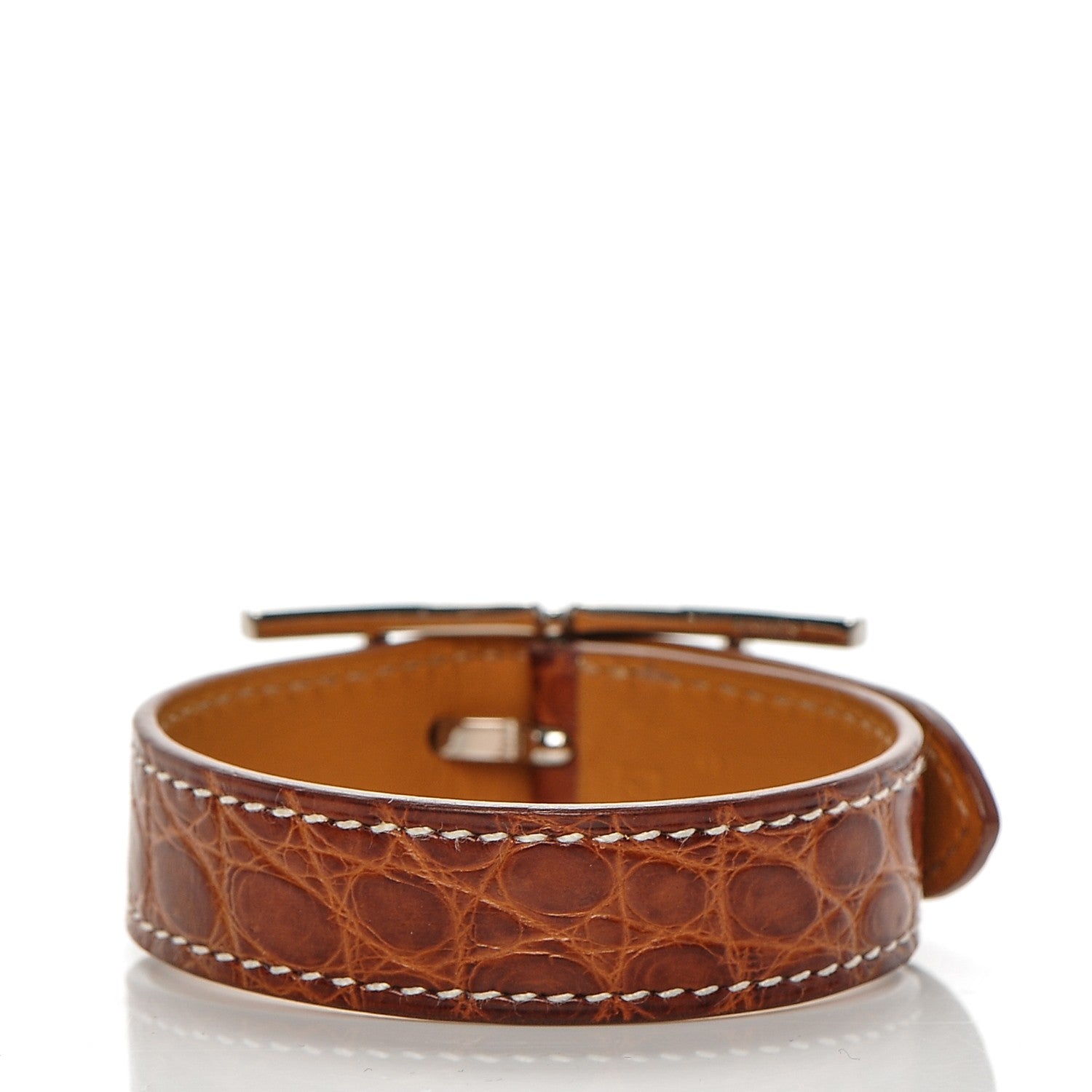 Hermes Matte Alligator Hapi Simple Tour Bracelet S Fauve 3 of 6
