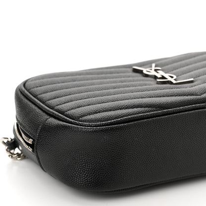 Saint Laurent Grain De Poudre Matelasse Monogram Mini Lou Camera Bag Black 9 of 11