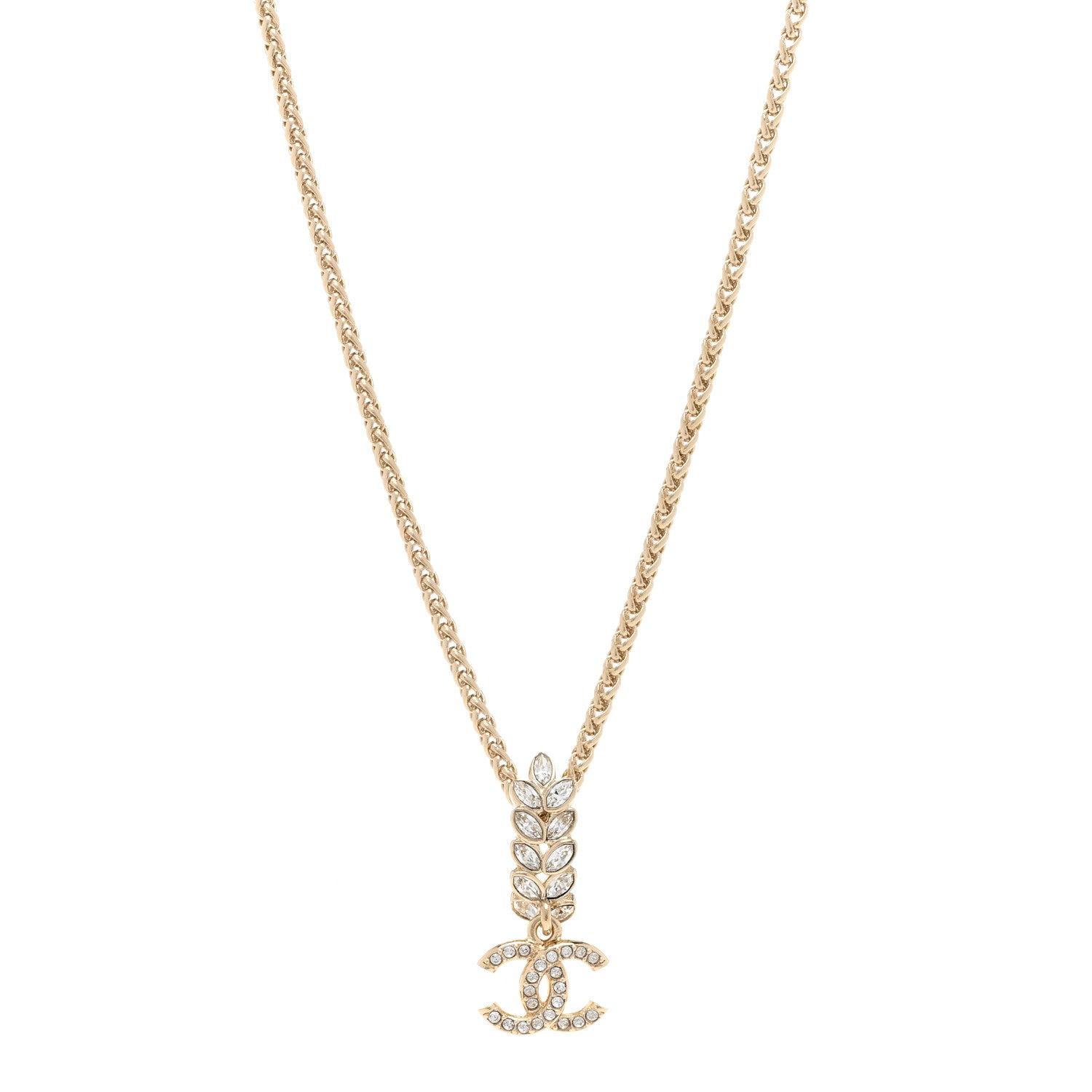 Chanel Crystal CC Pendant Necklace Gold 1 of 6