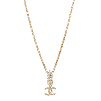 Chanel Crystal CC Pendant Necklace Gold 1 of 6