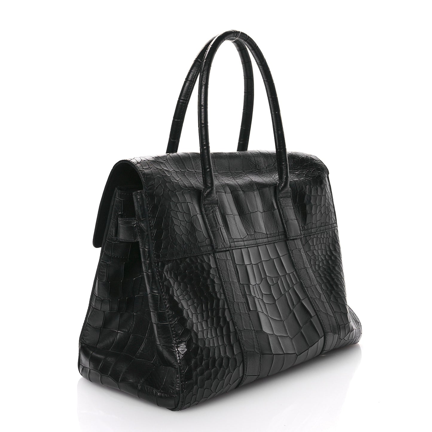 Calfskin Crocodile Embossed Bayswater Black