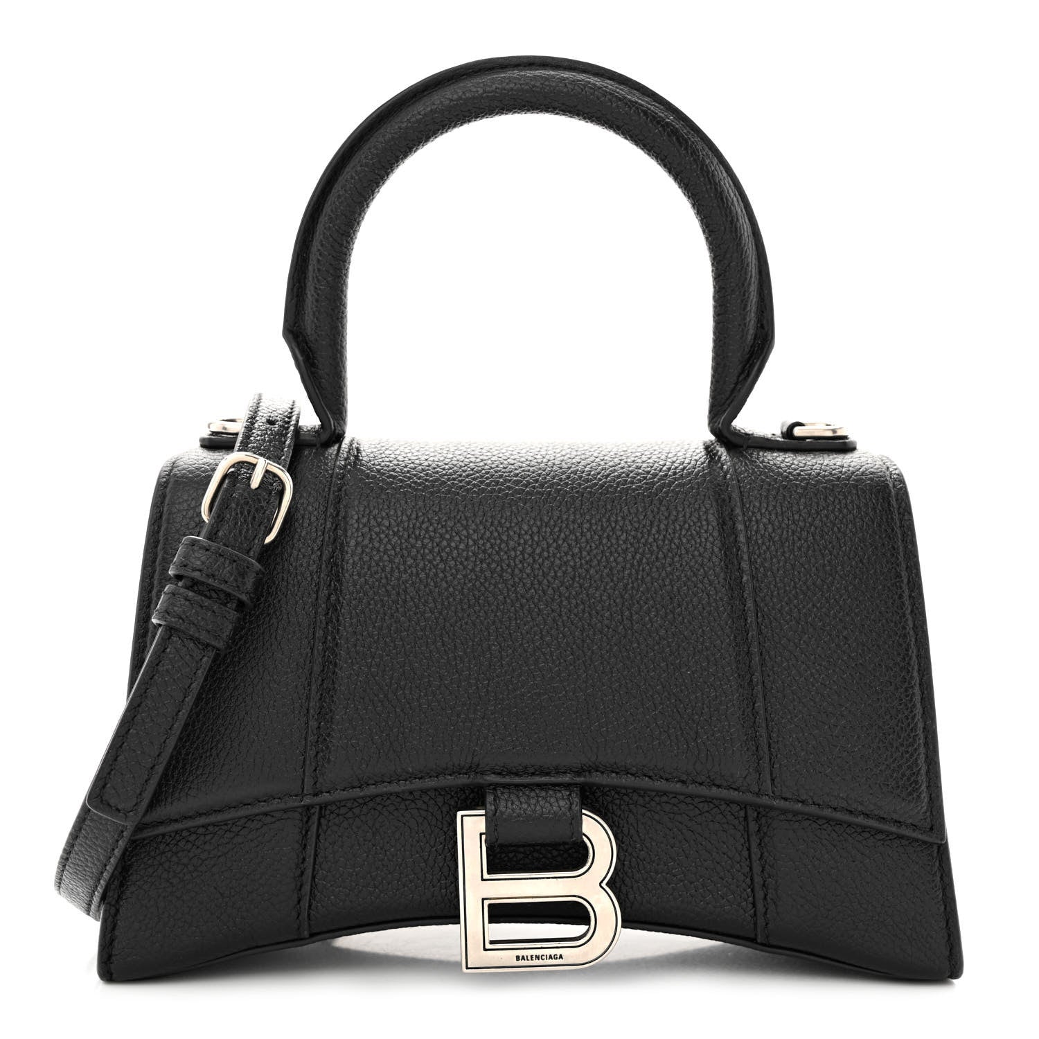 Balenciaga Grained Calfskin Hourglass Top Handle Bag XS Black 1 of 10