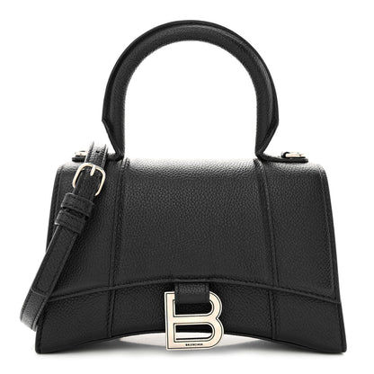 Balenciaga Grained Calfskin Hourglass Top Handle Bag XS Black 1 of 10