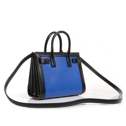 Saint Laurent Calfskin Bi-Color Nano Sac De Jour Royal Blue Black 3 of 9