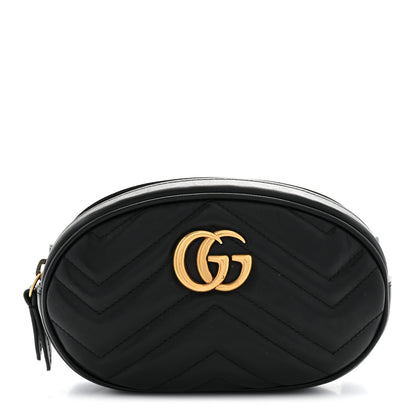 Gucci Calfskin Matelasse GG Marmont Belt Bag 85 34 Black 1 of 13