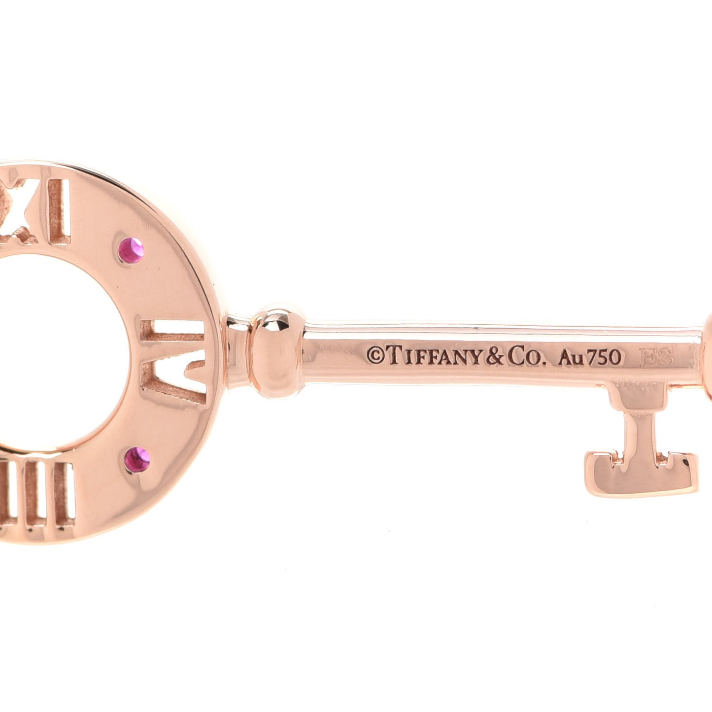 18K Rose Gold Ruby Atlas Pierced Key Pendant