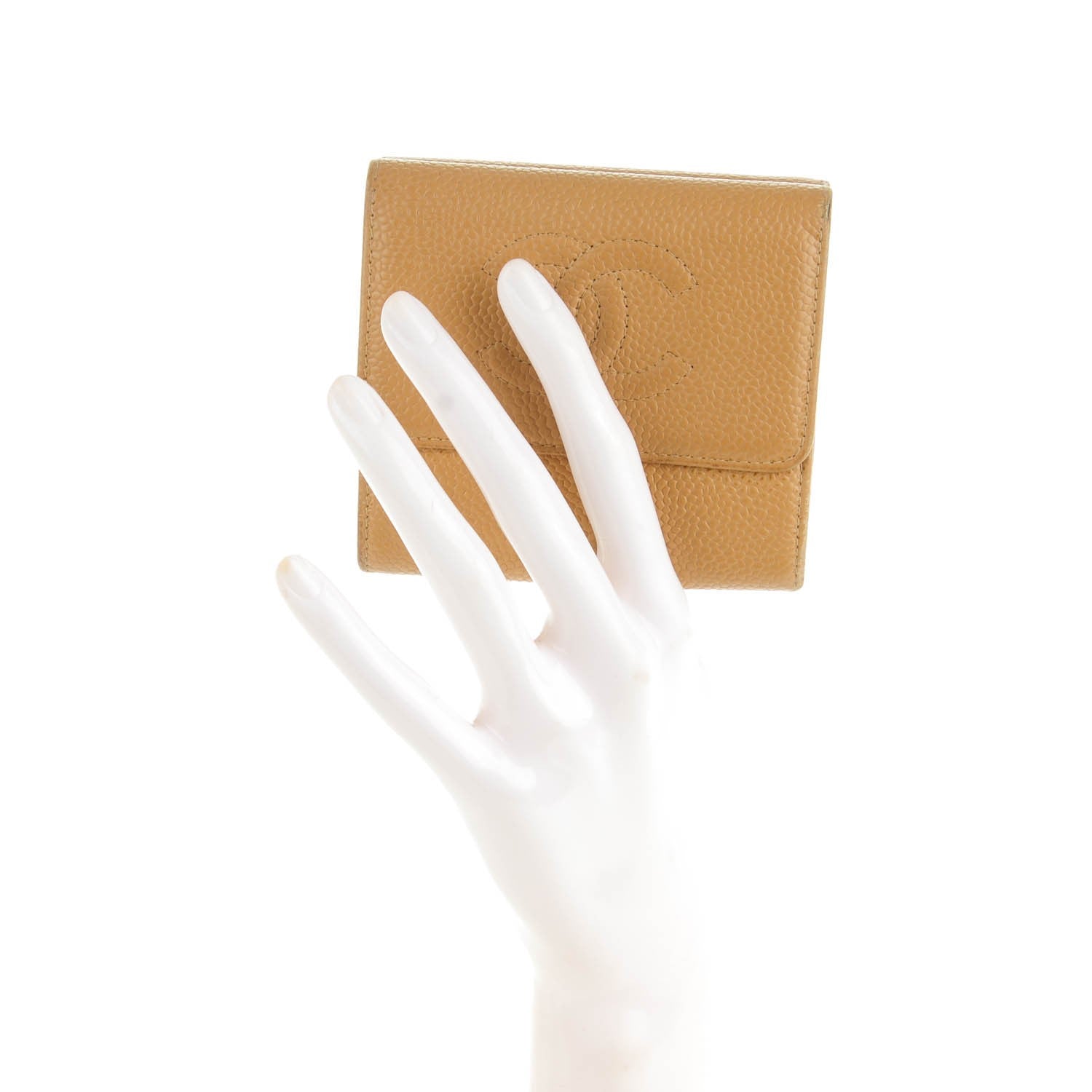 Chanel Caviar Timeless CC Compact French Wallet Beige 2 of 10