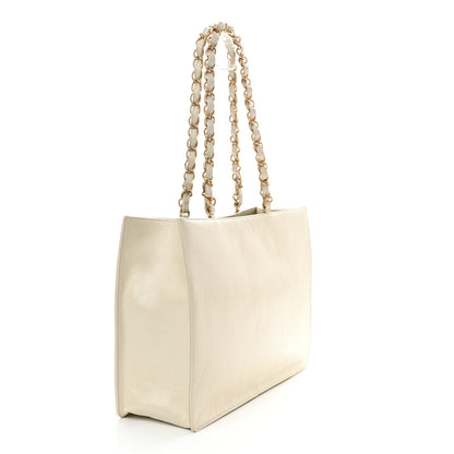 Chanel Shiny Aged Calfskin Shopping Bag White 3 of 16