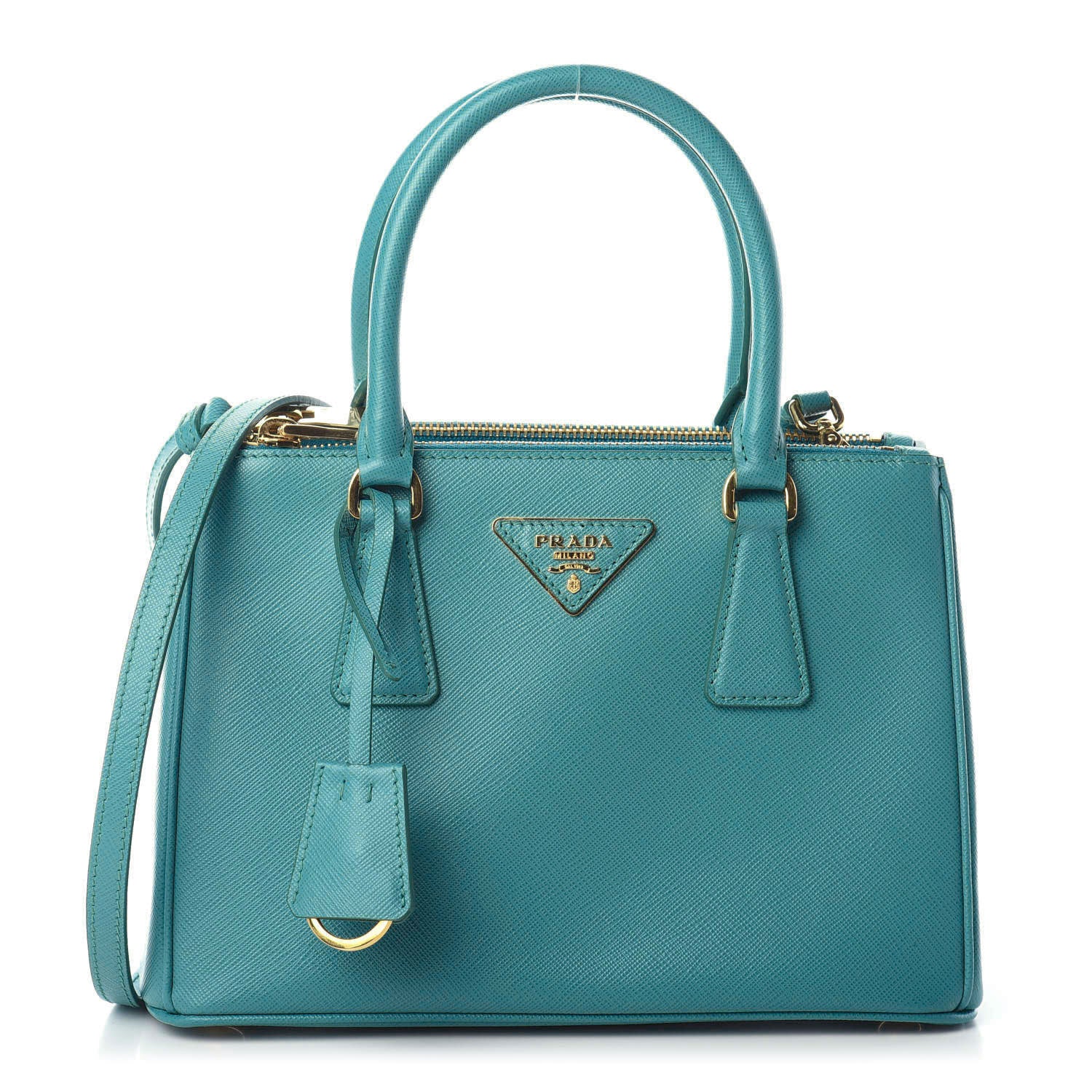 Prada Saffiano Mini Galleria Double Zip Tote Turchese 1 of 9