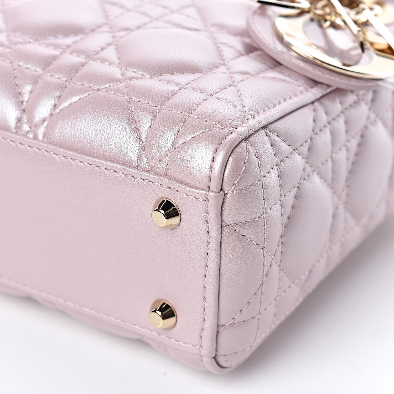 Christian Dior Metallic Lambskin Cannage Mini Lady Dior Lotus 6 of 12