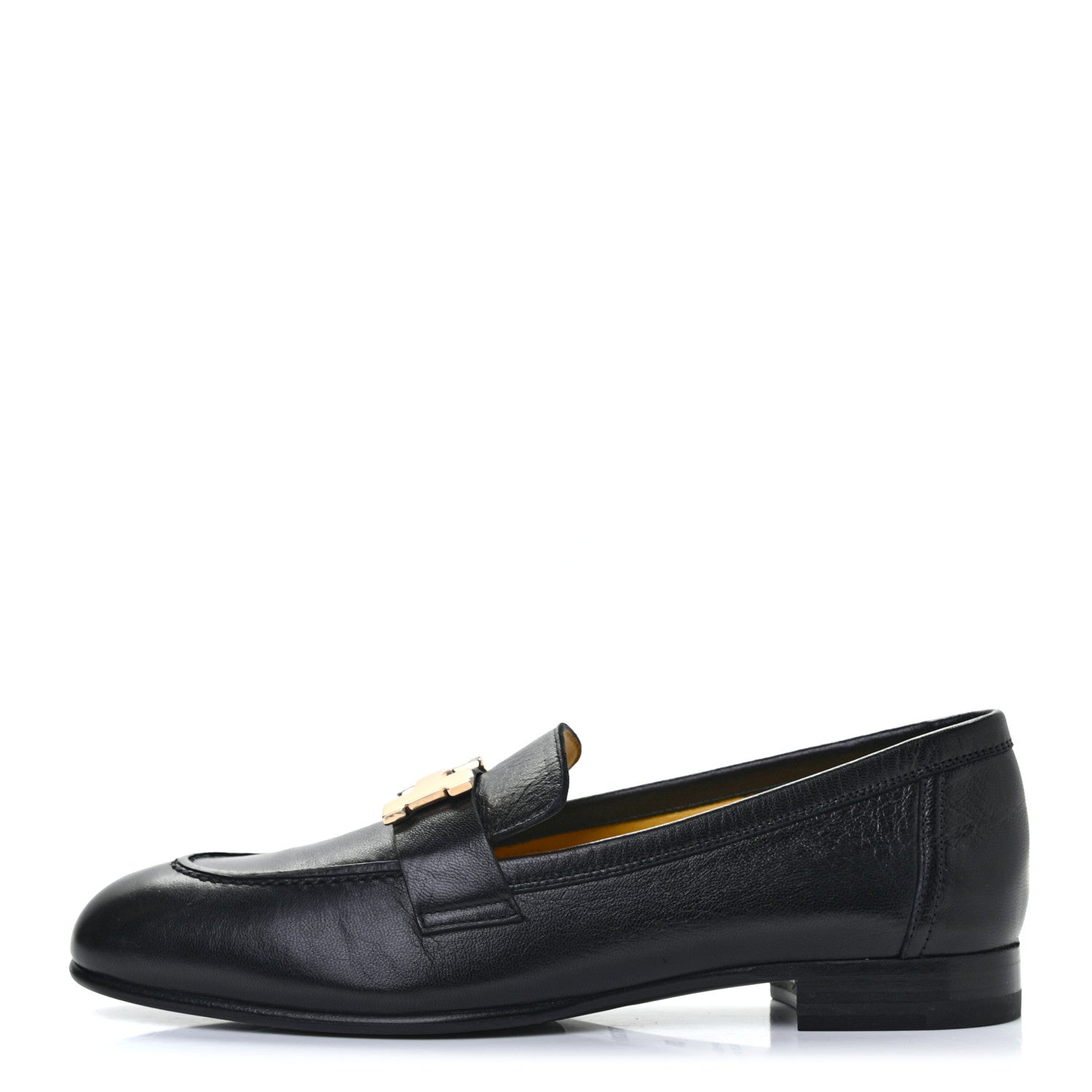 Hermes Goatskin Womens Paris Loafers 35 Black 1 of 8