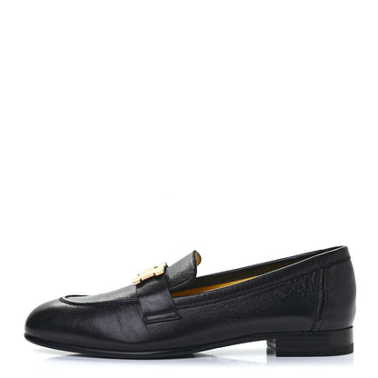 Hermes Goatskin Womens Paris Loafers 35 Black 1 of 8