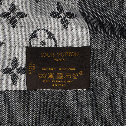 Louis Vuitton Silk Wool Monogram Denim Shawl Black 5 of 5
