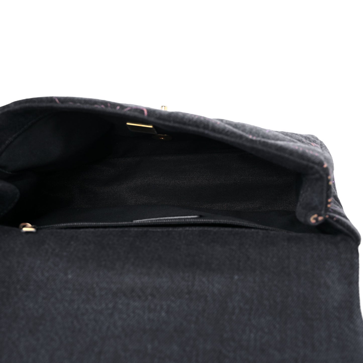 Denim Quilted Denim Mood Large Flap Black Multicolor