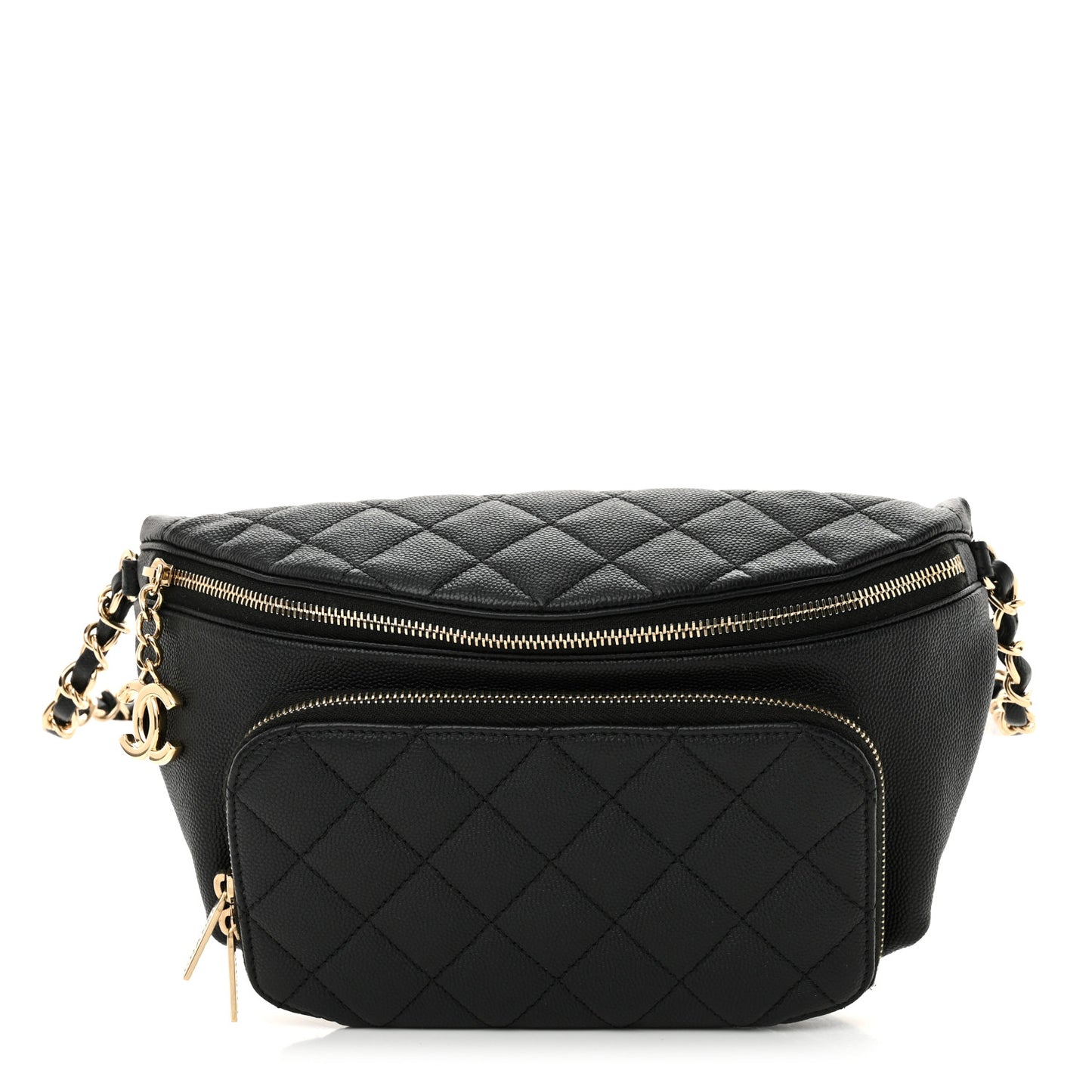 Caviar Quilted Business Affinity Waist Belt Bag Black