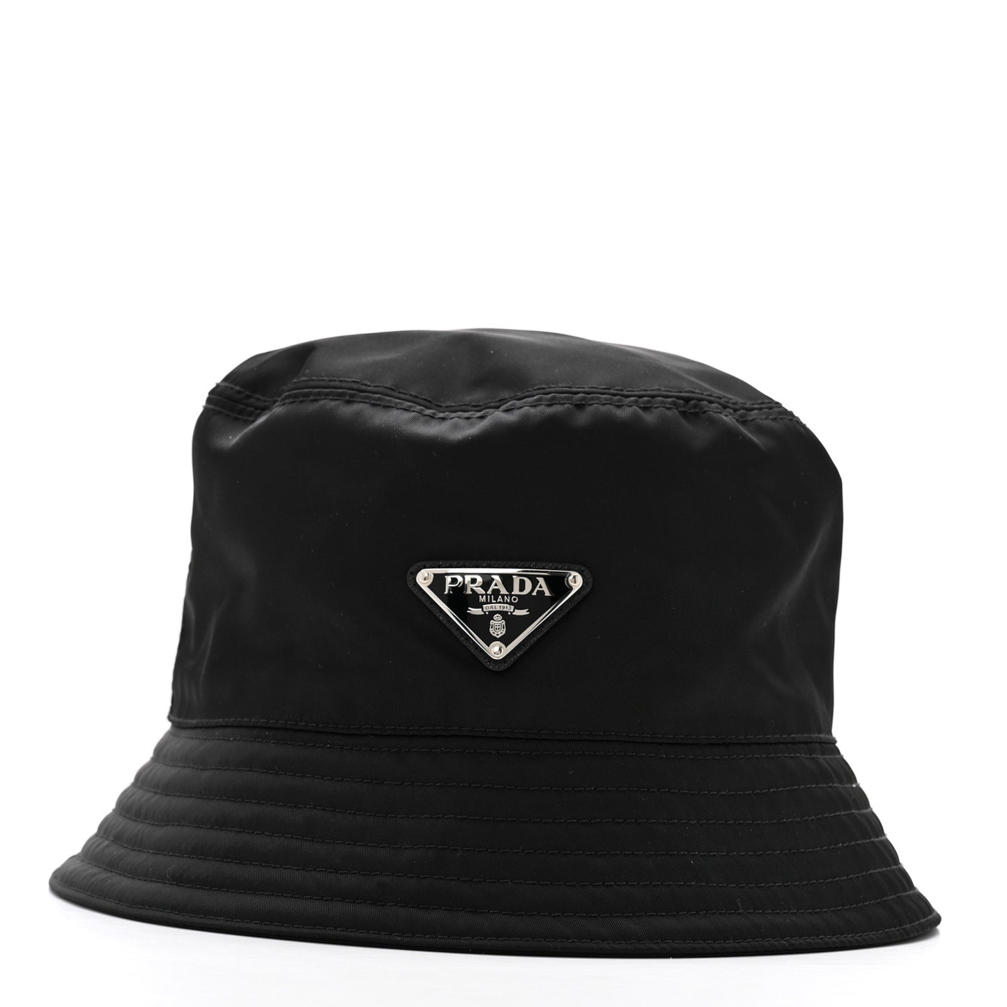 Re-Nylon Metal Triangle Logo Womens Bucket Hat XL Black