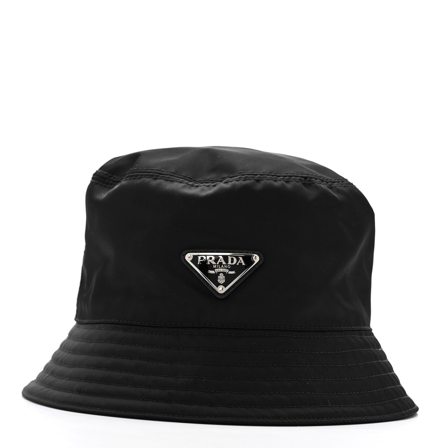 Prada Re-Nylon Metal Triangle Logo Womens Bucket Hat XL Black 3 of 10