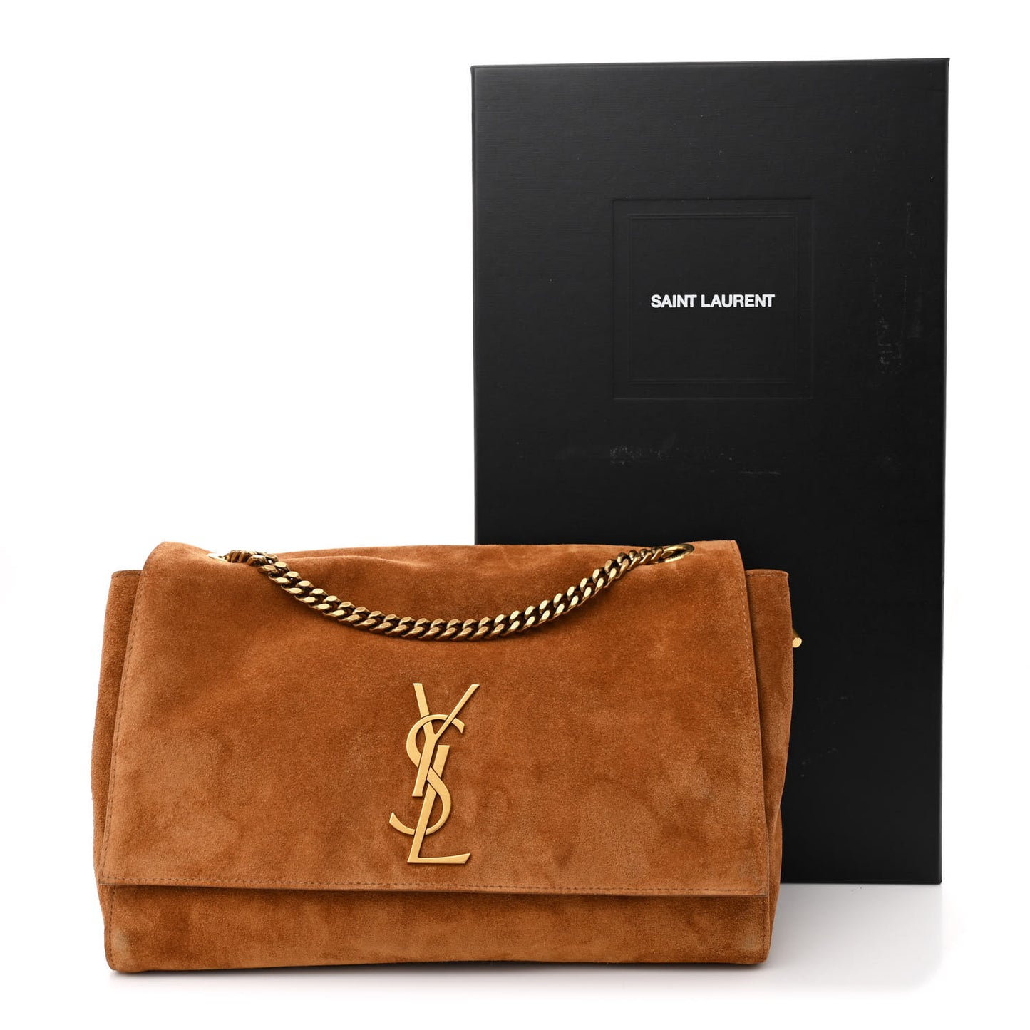 Smooth Calfskin Suede Medium Reversible Monogram Kate Satchel Brick