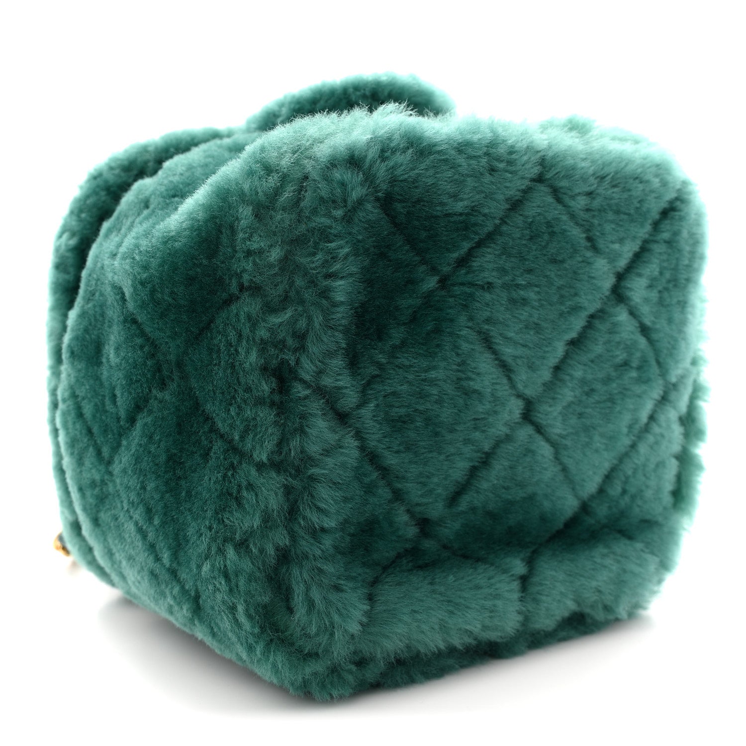Chanel Shearling Lambskin Quilted Small Vanity Case Green 5 of 11