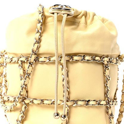Chanel Lambskin Bucket Chain Drawstring Bag Yellow 8 of 10