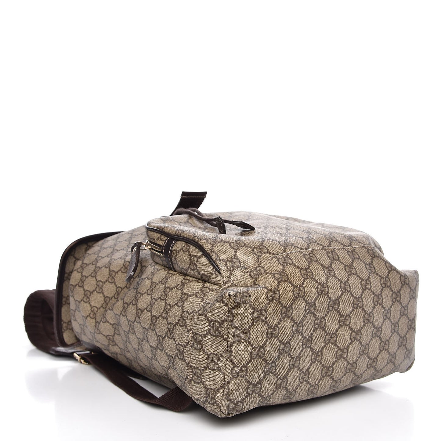 GG Supreme Monogram Medium Single Buckle Rucksack Backpack Beige Ebony Brown