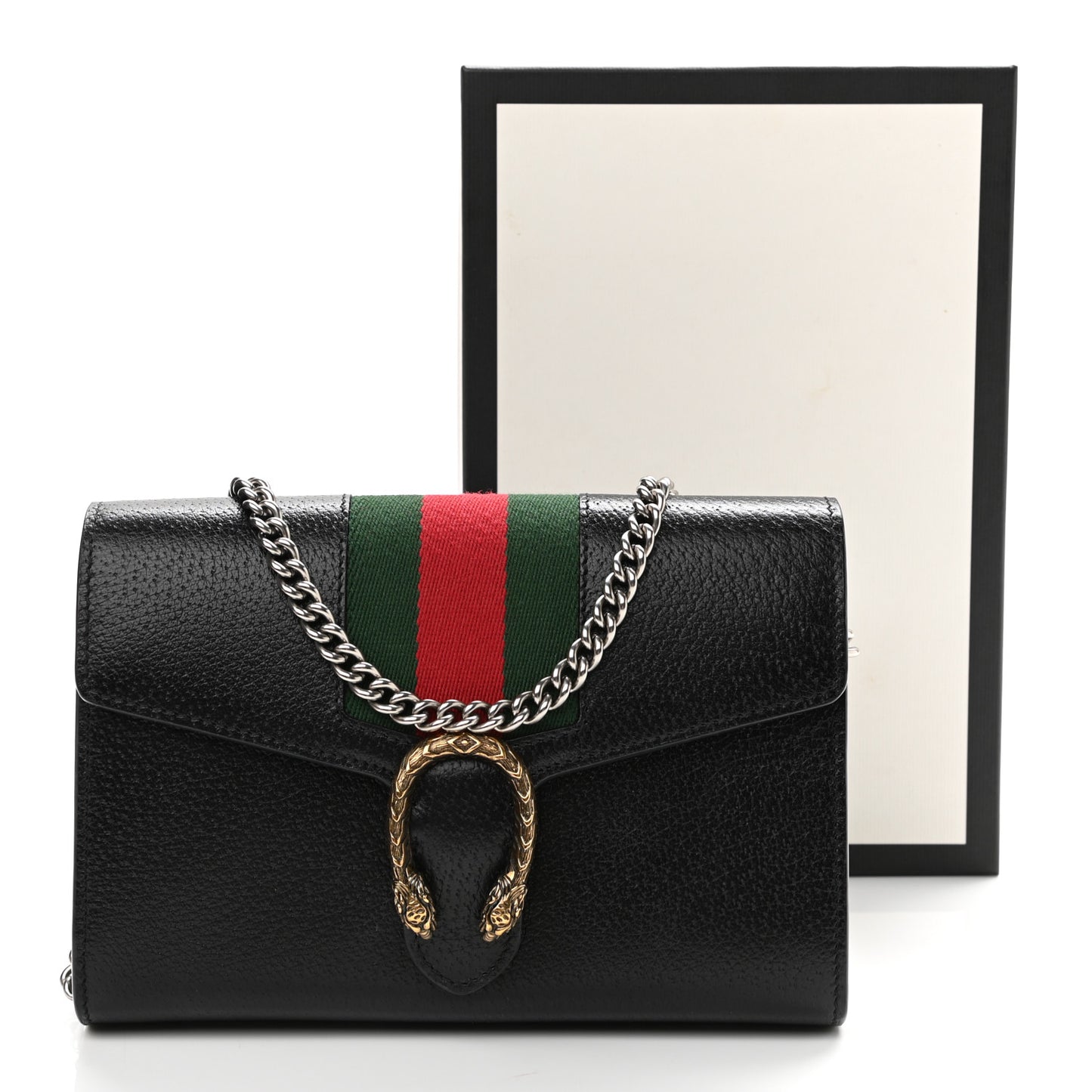 Calfskin Web Mini Dionysus Chain Wallet Black