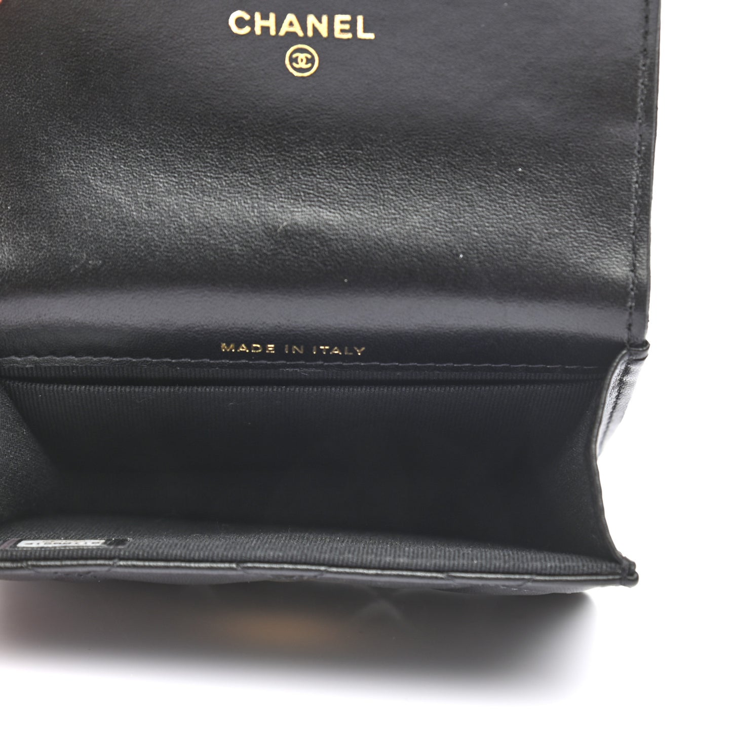 Lambskin Quilted CC Hook Card Holder Black