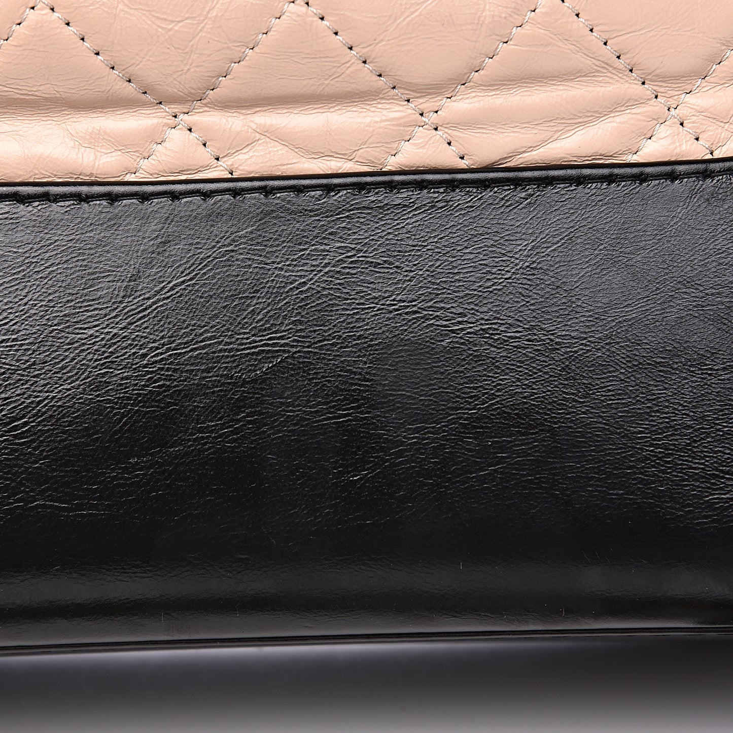 Aged Calfskin Quilted Medium Gabrielle Hobo Beige Black