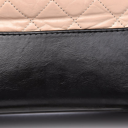 Chanel Aged Calfskin Quilted Medium Gabrielle Hobo Beige Black 15 of 17