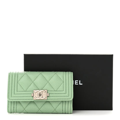Chanel Caviar Quilted Boy Flap Card Holder Light Green 11 of 11
