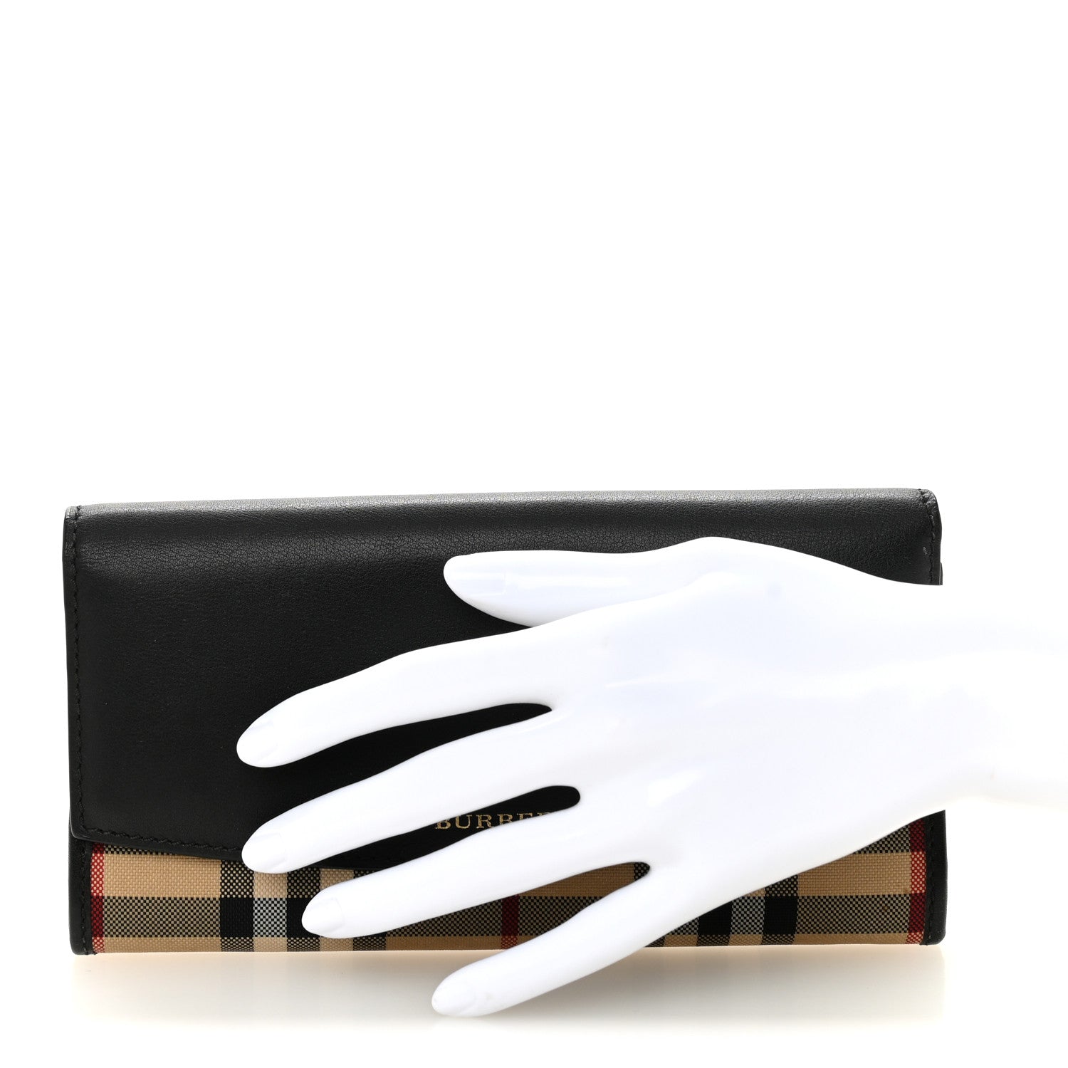 Burberry Calfskin Horseferry Check Porter Continental Wallet Black 2 of 6