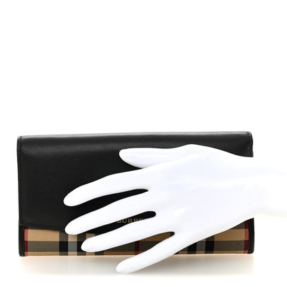 Burberry Calfskin Horseferry Check Porter Continental Wallet Black 2 of 6