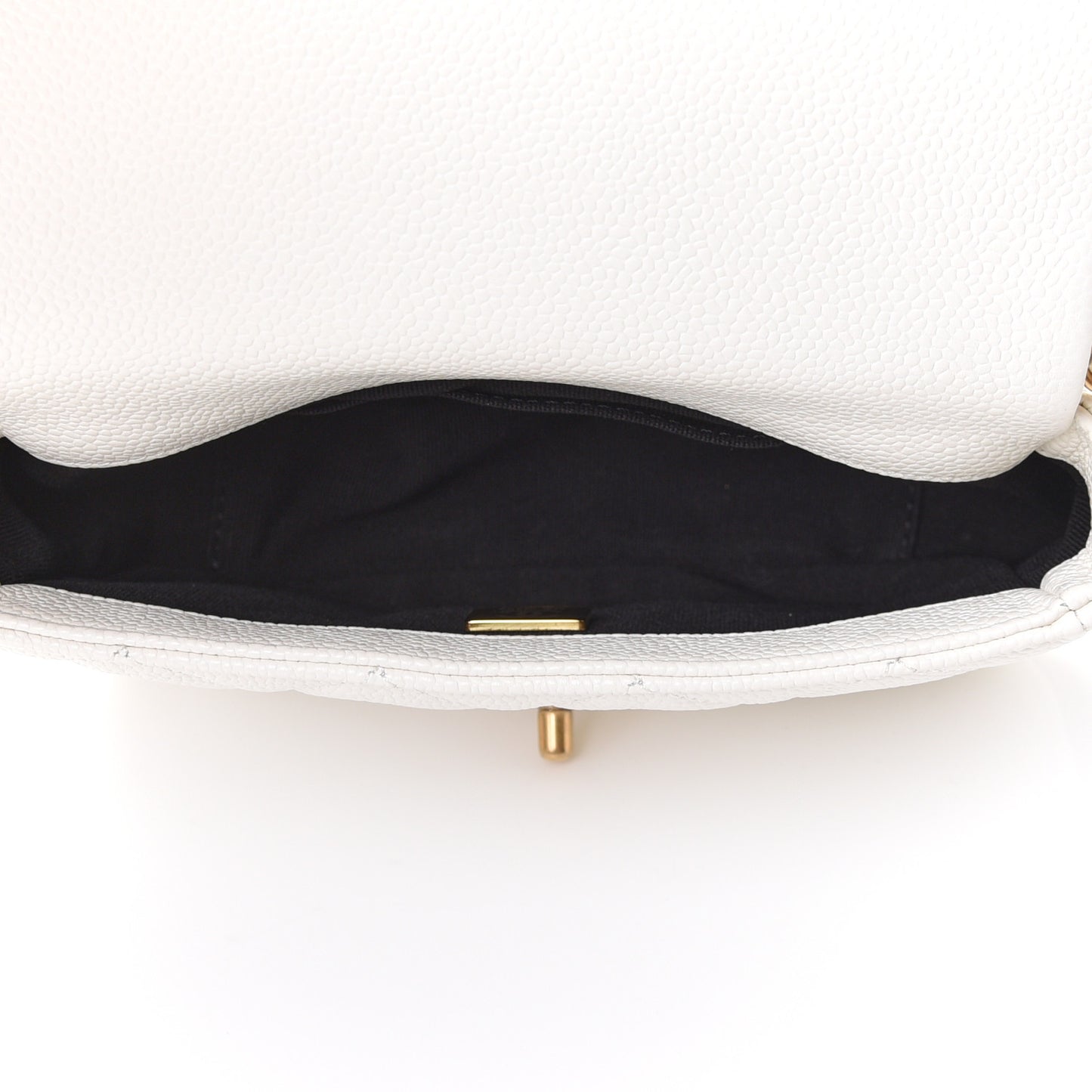 Caviar Quilted Mini Chain Soul Flap White